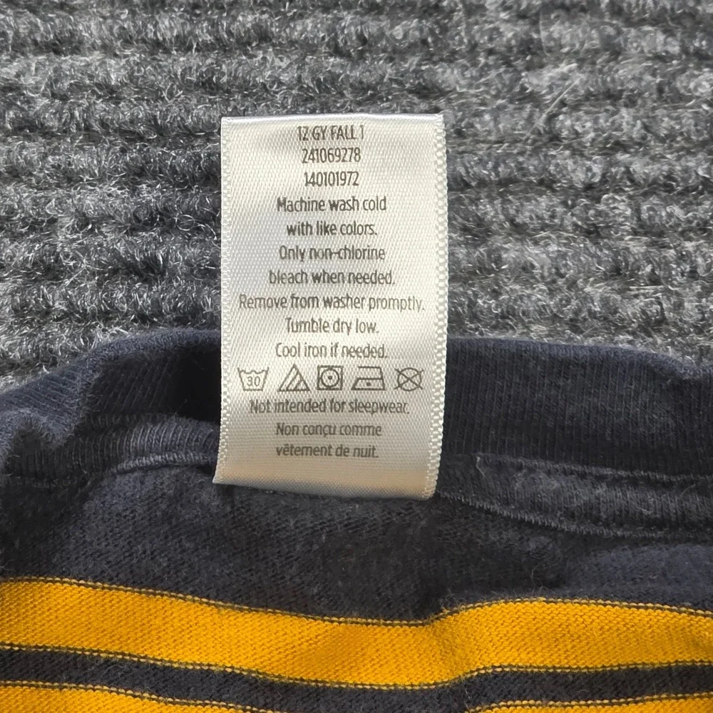 Gymboree Long Sleeve‎ Striped T-Shirt Boy's Size 6 Navy Blue Yellow 100% Cotton
